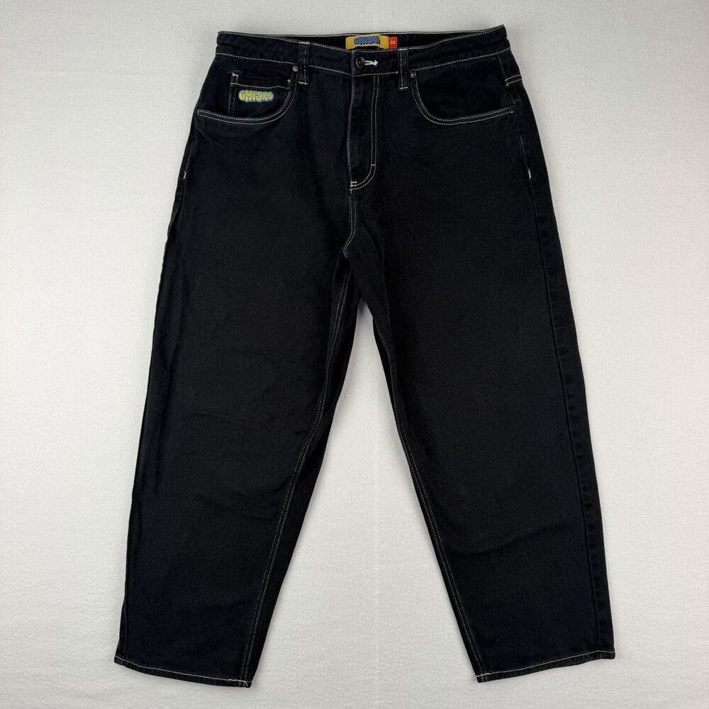 Empyre Loose Fit Embroidered Black Denim Skate Pants Size 32 (36") Jeans